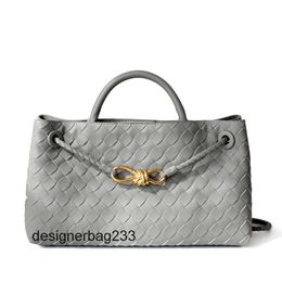 Cowhide Woven Tote Lady Handbag Totes Bags Rope Bottegs One Andiamo Venetass New West/East Bag Metal High Buckle Shoulder Quality Womens Leather SZ9R