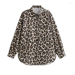 Women's Blouses YENKYE Spring 2024 Women Vintage Leopard Shirt Blouse Long Sleeve Lapel Collar Ladies Shirts Streetwear Ropa De Mujer