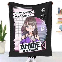 Blankets Kawaii Japanese Anime & Gaming -Vaporwave Aesthetic Throw Blanket Winter Flannel Bedspreads Bed Sheets On Cars