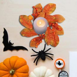 Decorative Flowers Thanksgiving Candle Rings Holder Mini Fall Wreaths For Festivals Wedding Party Dining Table Living Room