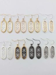 Selling Boutique Filigree Oval Dangle Earrings Two Tone Filigree Earrings for Women Fashion Filigree Pattern Statement Jewelry6738501