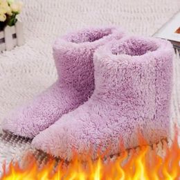 Carpets Electric Foot Warmer 1 Pair Heated Boot Slipper USB Rechargeable Heating Pad Plush Heater Shoes For Winter