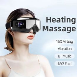 Eye Massager Heating Eyes Mask With Music Airbag Massage For Migraines Dry Strain Dark Circles Relief Improve Sleep 240411