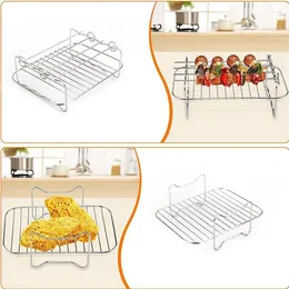 Double Boilers Air Fryer Rack Stainless Steel Steaming Round Barbecue Grilling For Cooking Kitchen High-quality Accessories