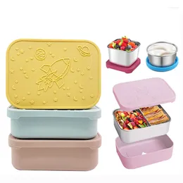 Dinnerware Stainless Steel Lunch Box Students Compartment Insulated Portable Sealed Bento Microwave Heating Container