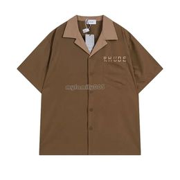 New Rhude Blouse Shirt Polo Shirt Designer Polo Shirt Tshirt Mens Polos Men Po For Mens New Style High Quality Rhude Shirt Luxury Brand Men's T-Shirts US SIZE S-Xl 73