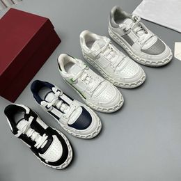 Autumn Shoes Trainer High-end Valenstino New Casual Sneakers Designer with Colour Blocking Round Thick Soled Sports Small White Outside