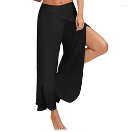 Yoga Outfits Big Size Loose Wide Leg Pants Women Half Exposed Fitness Gym Sport Running Black White Trousers