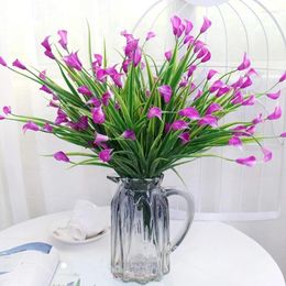 Decorative Flowers UV Resistant-Calla Artificial Fake Flower Plastic For Indoor Vase Drop