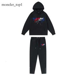 Trapstar Black Hoodie Designer Trapstar Tracksuit Rainbow Trap Towel Embroidery Decoding Trapstar Jacket Hooded Sportswear Men and Women Sportswear Suit 8521