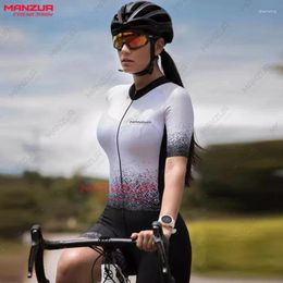 Racing Sets MANZUR White Women's Sportswear Set Outdoor Cycling Equipment Suit Girl's Clothing Summer Short Sleeved Jumpsuit