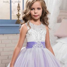 Girl's Dresses Flower Wedding Dress White First Communion Formal Long Lace Princess Prom Dress Long Gowns Kids Evening Formal Dress for Wedding T240415