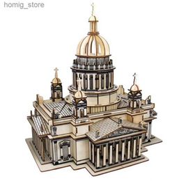 3D Puzzles Issa Kiev Cathedral 3D Puzzle Wooden Jigsaw Famous Church Big Size Wood Building Model DIY Toys For Children Kids Gift Y240415