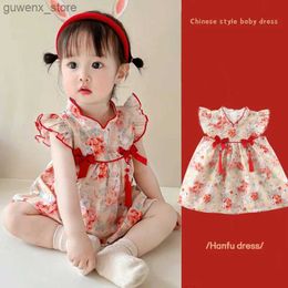 Girl's Dresses Baby Girl Dress Summer New Baby Clothes Lovely Rabbit Printed Cheongsam for Baby Girl Kids Clothes Y240415Y240417ZODM