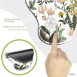 Mouse Pads Wrist Rests Flower Mouse Pad Wrist Rest Non-Slip Rubber Desk Mat Under Hand Office Mouse Carpet Wristband Wrist Support Accessories