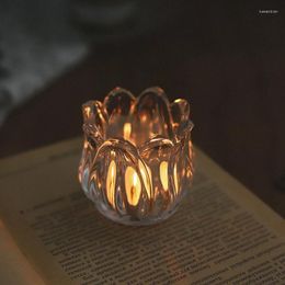 Candle Holders Crystal Glass Holder Warmer Transparent Aesthetic Candles Year Lantern Portavelas Home Decoration T50ZT