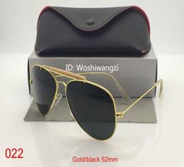 Blocking dazzling light Pilot Sunglasses For Mens Womens Outdoorsman Sun Glasses Lens Eyewear Gold Black 62mm Glass Lenses With Ca7558870
