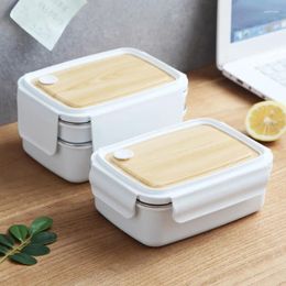 Dinnerware 500/1400ML Double Layer Lunch Box Stainless Steel Anti-Leak Seal Thermal Container Office Worker Student Portable Bento