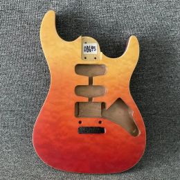 Cables DB645 Rainbow Colour Quilted Maple with Solid Wood Unfinished ST Guitar Body SSH Pickups with 2 Piovts Tremolo and Bridge for DIY