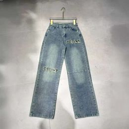 Designer Ce24ss New Patch Embroidered Jeans With H Sewn Letter Design, Fashionable Versatile