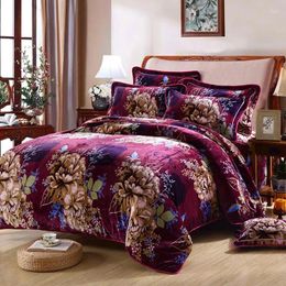 Bedding Sets 25 Winter Fleece Fabric Butterfly Set Duvet Cover Flat Sheet 4pcs Bedclothes Caroset Bed Linens Warm