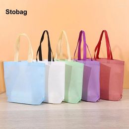 Storage Bags StoBag 25pcs Non-woven Tote Shopping Fabric Portable Colour Eco-friendly Reusable Large Pouch Custom Logo(Extra Fee)