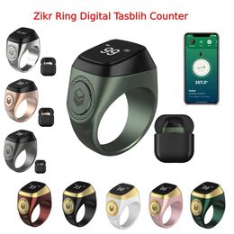 1820MM Aluminum Alloy Digital Tasbih OLED Screen Smart Zikr Ring with Battery Charging Case Vibration Reminder APP Support 240415