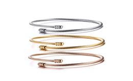 Fashion 316L Stainless Steel Bangle Cuff Bracelet Gold Rose Gold Plated Cuff Sets For Women4058759