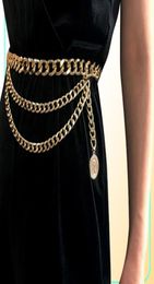 Tassel Gold Chain Belt For Women Dresses Designer Brand Punk Fringe Silver Waist Belts Female Metal Golden Dress 1054500550