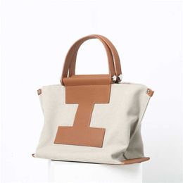 Layer Head Cowhide Bag 2024 Spring Niche Canvas Simple and Large Capacity Single Shoulder Crossbody Handbag for Women