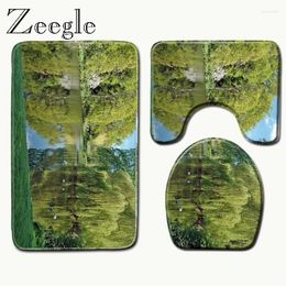 Bath Mats Zeegle Scenic Pattern Mat Carpet Toilet Rug Absorbent Shower Rugs Floor Pads Seat Cover