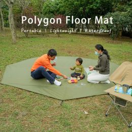 Pads 4.1x4.1m Large Camping Mat Hexagon Octagon Waterproof Ground Sheet Footprint Picnic Mat Big Tarp Awning Shade Beach Travel Mat