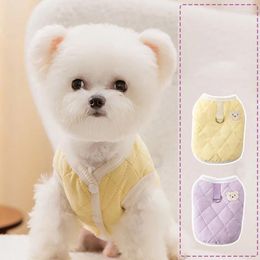 Dog Apparel Winter Puppy Jacket Minimalist Teddy Outerwear Cotton Coat Solid Colour Clothes Pet Two Legged Cardigan