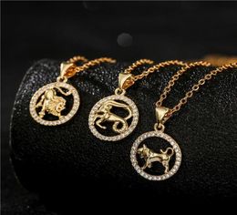 Pendant Necklaces 12 Zodiac Letter Constellations Chain Necklace For Women Men Aries Virgo Libra Scorpio Capricorn Aquarius Birthd8784759