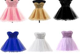 Cheap Homecoming Dresses Occasion Dress Gold Black Blue White Pink Sequins Sweetheart Short Cocktail Party Prom Gowns 100 Real Im9635143