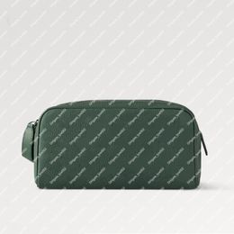 Explosion women's Dopp Kit M24442 Forest Green embossed cowhide leather Tone-on-tone hardware Double zipped closure magnetic flap Large capacity Extra-wide opening