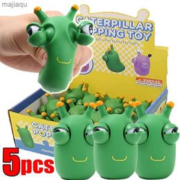 Decompression Toy 5/1Pcs Green Worm Squeeze Pinch Toy Novelty Eye Popping Squeeze Toys 3D Big Eyeball Bouncing Toy For Kids Adult Stress ReliefL2404