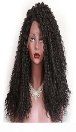 African American Kinky Lace Front Wigs Heat Resistant Glueless 180 Density Kinky Curly Synthetic Lace Wig Long For Black Women9780081
