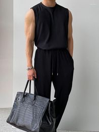 Men's Tracksuits Trendy All-Matching Sleeveless Drape Straight Elastic Waist Vest