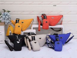 2 Piece Set Triangle Cross Body Bag Small Card Wallet Pendant Luxury Multiple Colours Shoulder Bags Designer Wrist Strap Carrying
