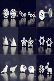 925 pure Silver earring needleplated platinum Earring SnowStarSheepTriangle mix delivery no fade 1286044