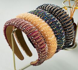 Womens Luxury Full Crystal Rhinestone Sponge Embellished Padded Headband Girl Handmade beaded Hairband Jewelled Hair Accessories3672951