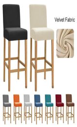 Velvet Fabric Bar Stool Chair Cover Spandex Elastic Short Back Covers for Dining Room Cafe Banquet Party Small Seat Case 2111163334366