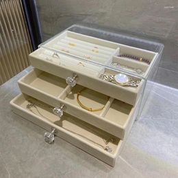 Storage Boxes Three Clear Layer Drawer Bracelet Earrings Jewellery Box Ring Organizador De Maquiagem Organisers