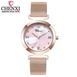 CHENXI Luxury Women Dress watches Full Mesh Steel or Leather Bracelet Quartz Watch Ladies Wristwatches Women relojes mujer249s