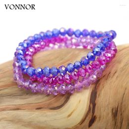 Strand 3 Pieces /Set Bracelet 6mm Crystal Beaded Multicolor Mixed Women Jewellery Wholesale Gift For Female Girl Accessories