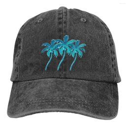 Ball Caps Three Coconut Washed Baseball Cap Palm Trees Vintage Trucker Hat Spring Women Men Running Hippie Print