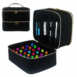 Storage Bags Carrying Case Nail Organizers And Polish Bag-Holds 30 Bottles Double-Layer