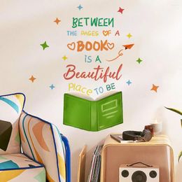 Wallpapers 2pcs English Beautiful Books Star Cartoon Wall Stickers Background Children's Living Room Decorative Ms8415