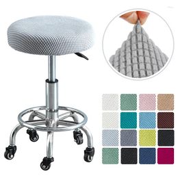 Chair Covers Elastic Round Cover Removable Stool Slipcover Solid Polar Fleece Washable Seat Cushion Protector For Home Bar